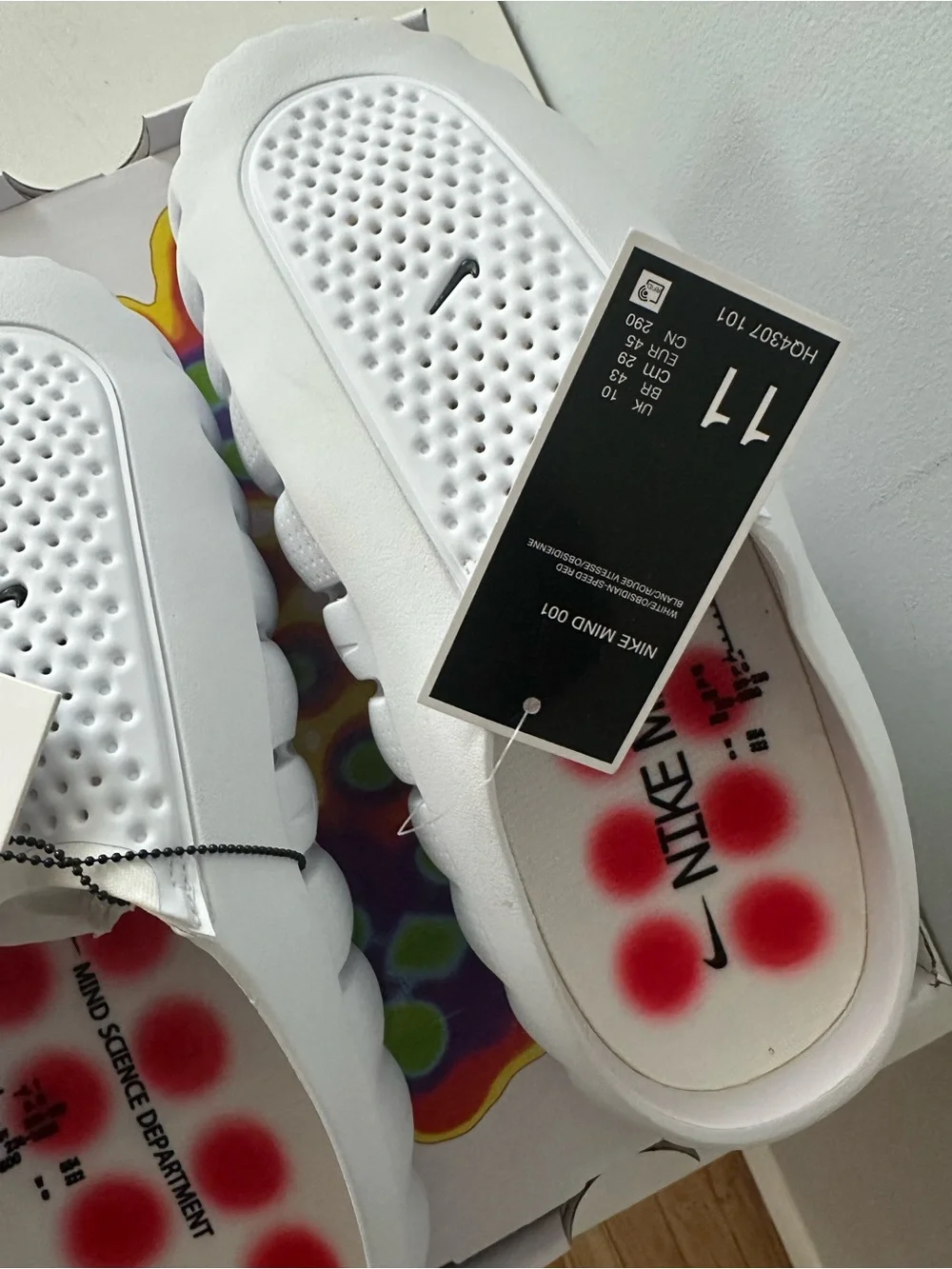 Nike White Kids Slide Sandals with Small Black Swoosh